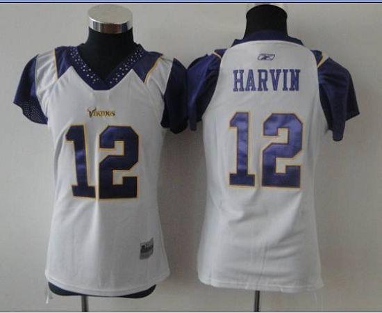 Vikings #12 Percy Harvin White Women's Field Flirt Stitched NFL Jersey